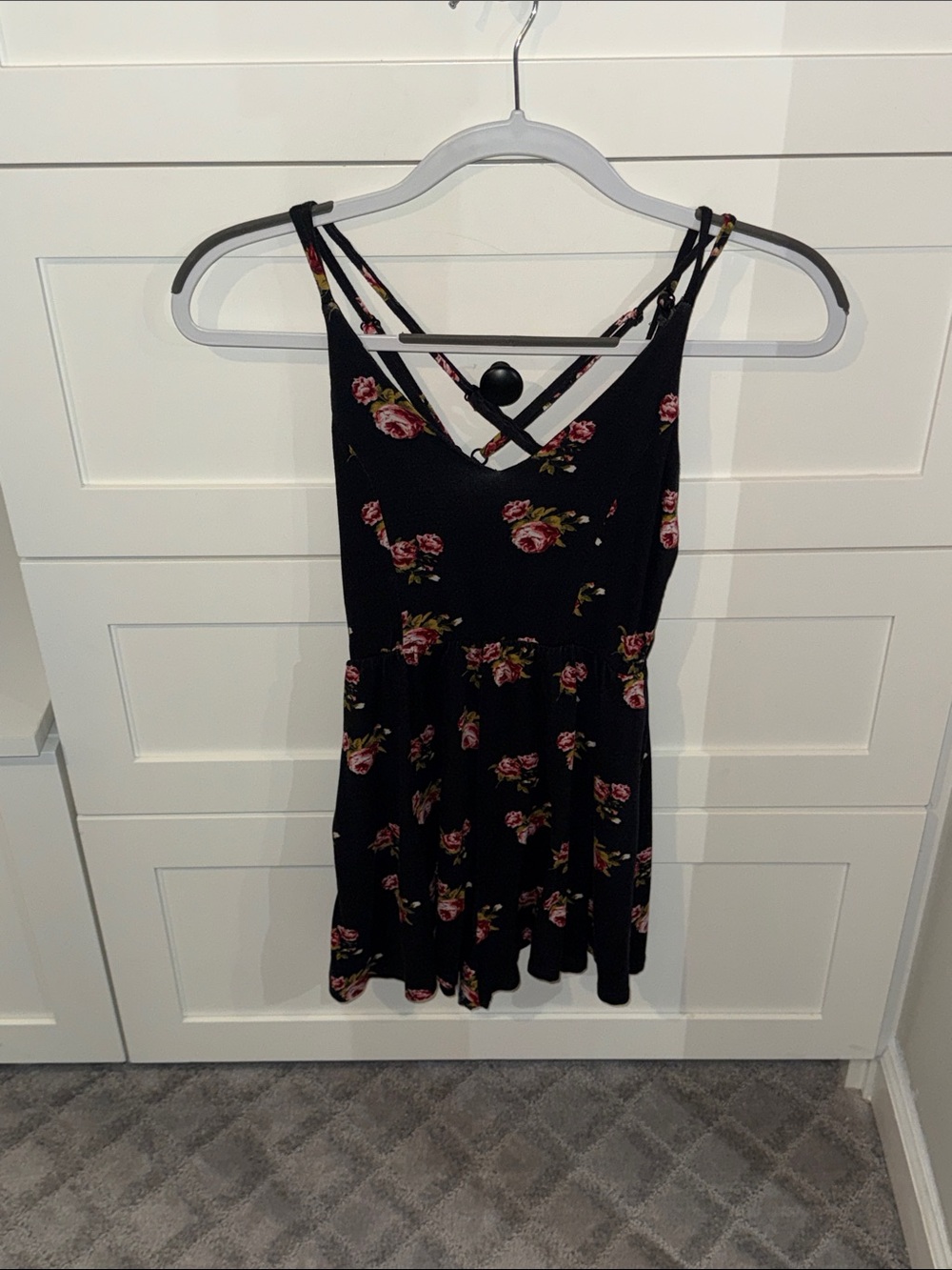 Tilly's Black Mini Dress with Pink Floral Print